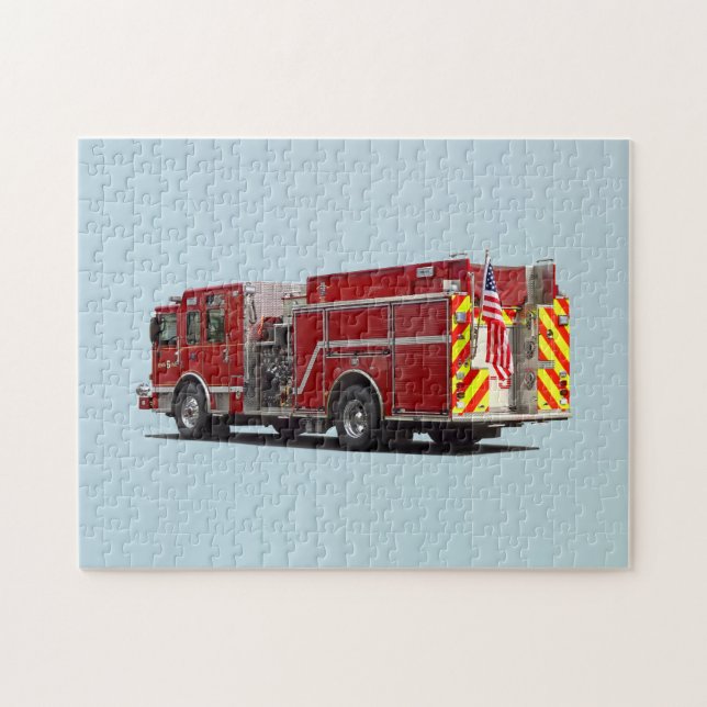 Back of Fire Engine With American Flag Jigsaw Puzzle (Horizontal)