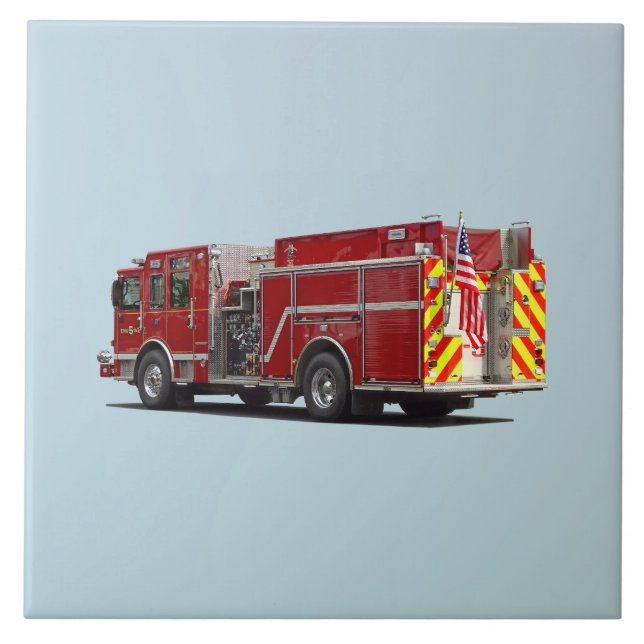 Back of Fire Engine With American Flag Tile (Front)