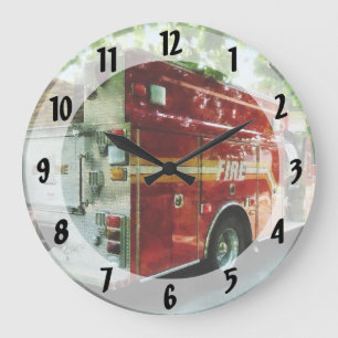 Back of Fire Truck Large Clock