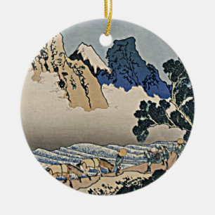 Back of Fuji mountain from Minobu river Hokusai    Ceramic Tree Decoration