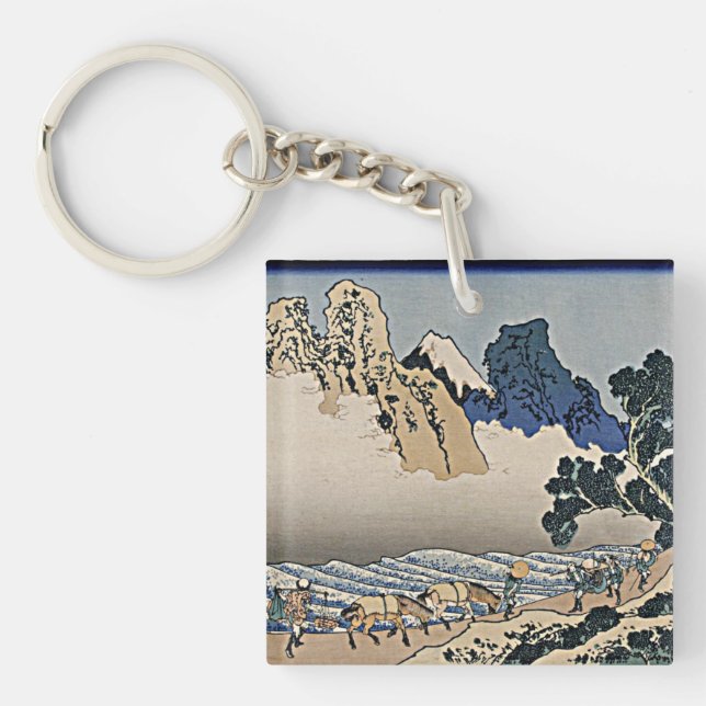 Back of Fuji mountain from Minobu river Hokusai   Key Ring (Front)