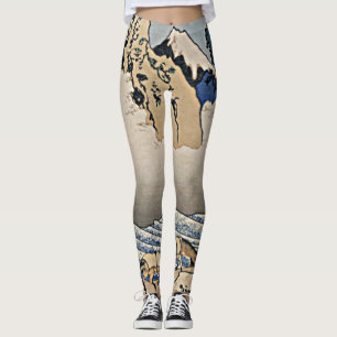 Back of Fuji mountain from Minobu river Hokusai Leggings
