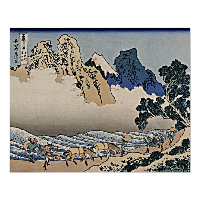 Back of Fuji mountain from Minobu river Hokusai  Poster (Front)