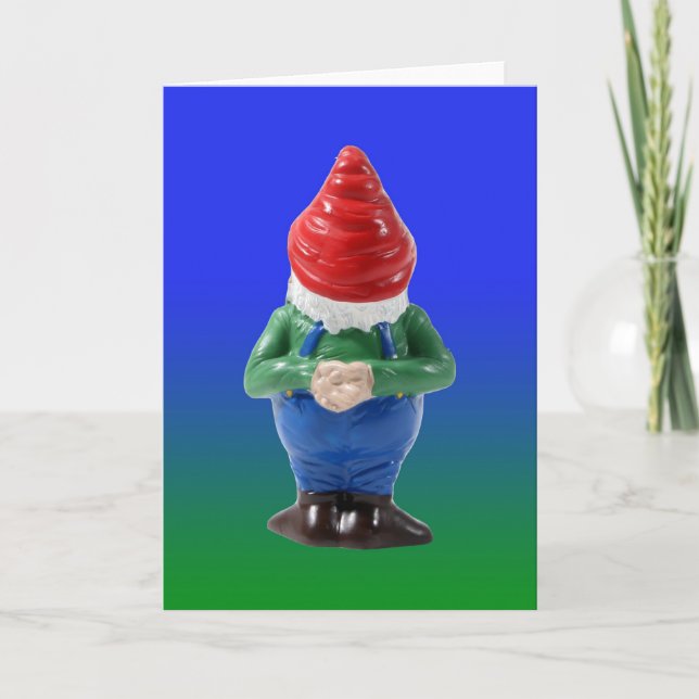 Back of standing Gnome Holiday Card (Front)
