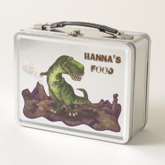 Back Off Personalised T-Rex Luchbox Metal Lunch Box