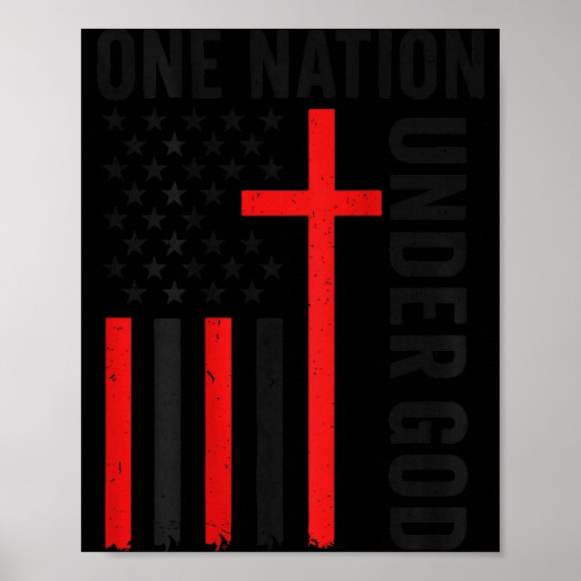 Back One Nation Under God American Flag Christian  Poster (Front)