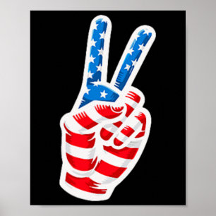 Back Print American Flag Peace Sign Hand 4th Of Ju