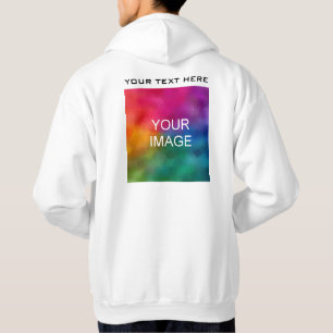 Back Print Men's White Hoodie Add Image Logo