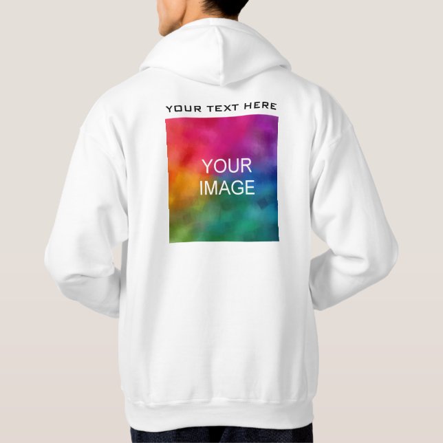 Back Print Men's White Hoodie Add Image Logo (Back)