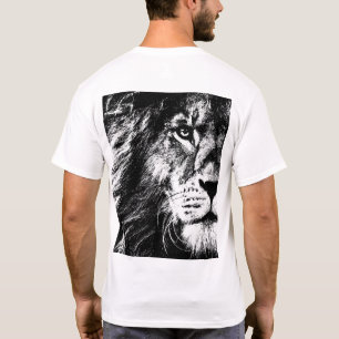 Back Print Modern Pop Art Lion Face Template Mens T-Shirt