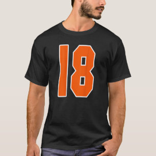 Back Print Orange Sports Block Number 18 For Sport T-Shirt