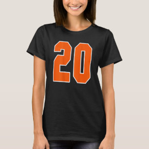 Back Print Orange Sports Block Number 20 For Sport T-Shirt