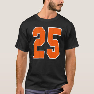 Back Print Orange Sports Block Number 25 For Sport T-Shirt