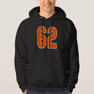 Back Print Orange Sports Block Number 62 For Sport Hoodie