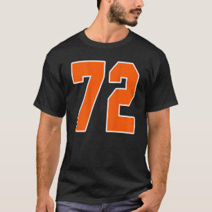 Back Print Orange Sports Block Number 72 For Sport T-Shirt