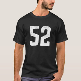 Back Print Sports Block Number 52 For Football Bas T-Shirt