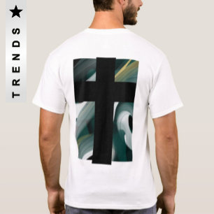 Back Print T-Shirt Trend Abstract Black Green