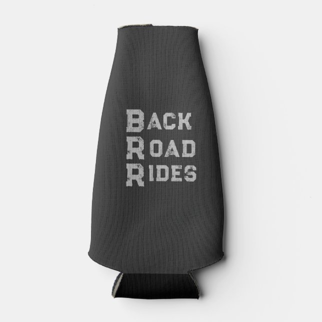 Back Road Rides Logo Grey Lettering Bottle Cooler (Front)