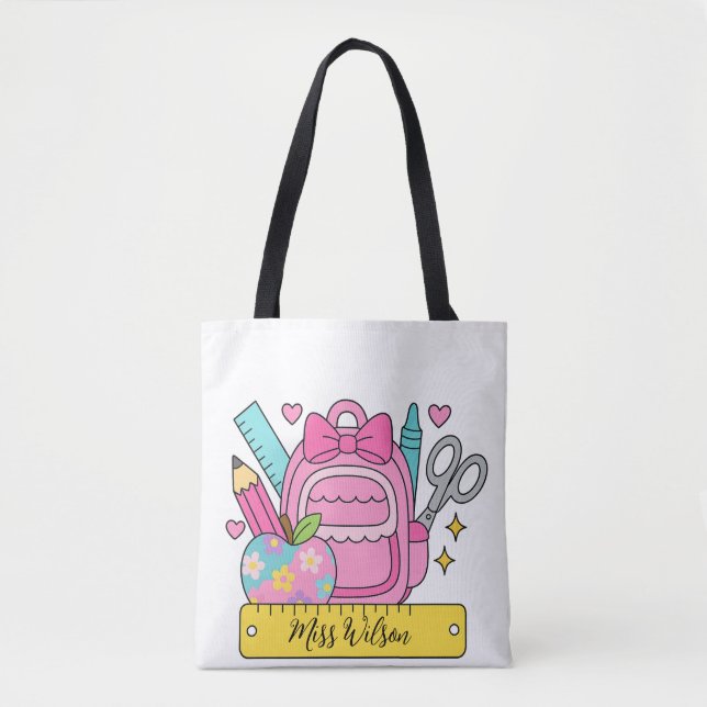 back School Rainbow Teacher Life Tote Bag (Front)