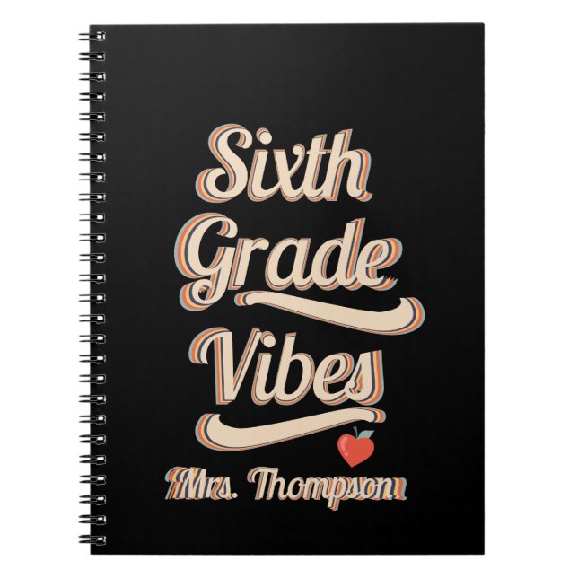 Back School Vibes Boho Retro Personalised Teacher Notebook (Front)