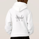 Back Side Design Boys Kids Hoodie Monogram<br><div class="desc">Back Side Design Boys Kids Pullover Hoodie Monogram Initial Letter Name Template Elegant Trendy Kids Boys White Hoodie / Hooded Pullover / Sweatshirt.</div>