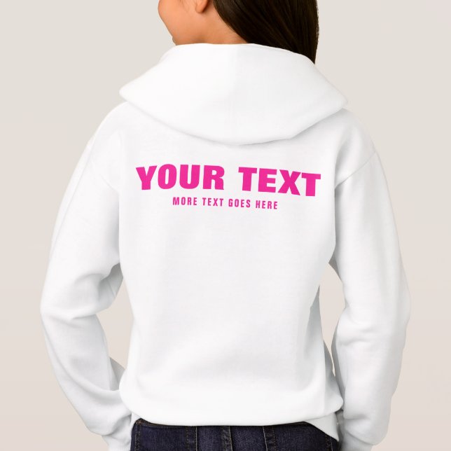 Back Side Print Big Font Text Girls Wow Pink White (Back)