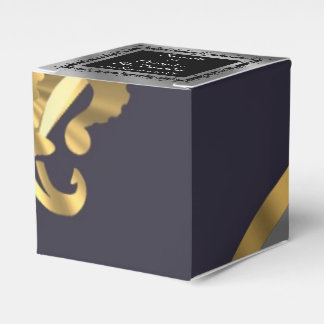 Back, silver gold fleur de lys wedding favour box