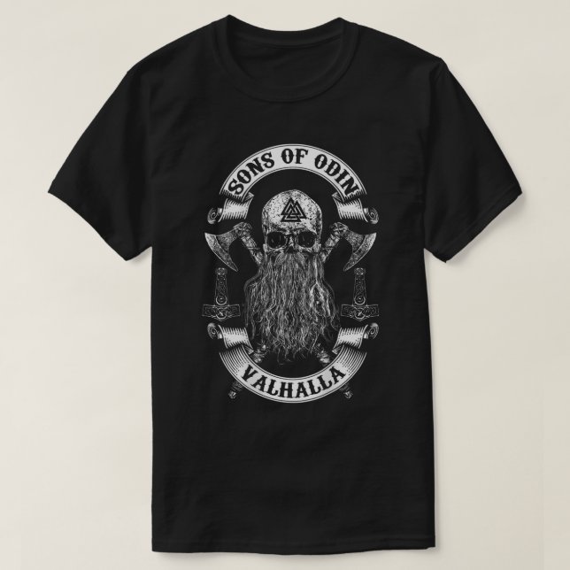 Back-SONS OF ODIN- Vikings Nordish Odin Thor T-Shirt (Design Front)