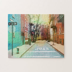 Back Street America Impressionist Pop Art Jigsaw Puzzle