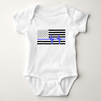 Back The Blue Heartbeat American Flag Baby Bodysuit