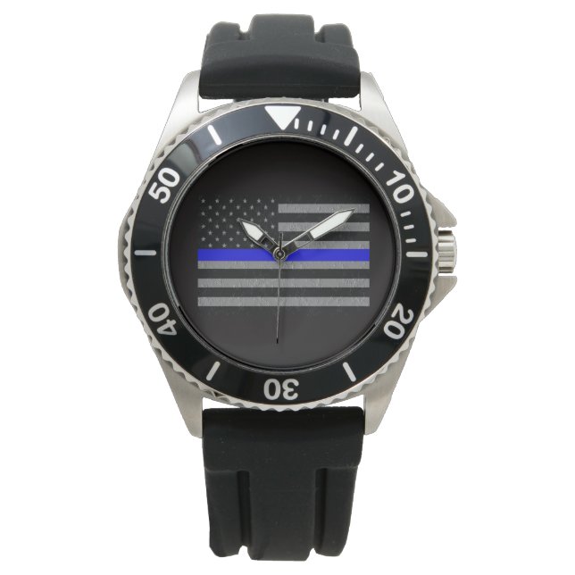 BACK THE BLUE MEN'S SUPPORT POLICE WATCH (Front)