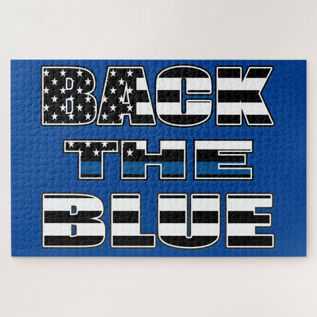 Back The Blue Police Blue Line Jigsaw Puzzle (Horizontal)