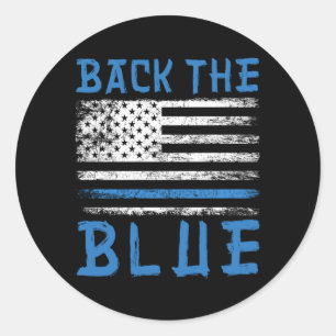 Back The Blue Police USA Flag Policeman Officer Gi Classic Round Sticker