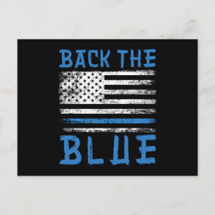 Back The Blue Police USA Flag Policeman Officer Gi Postcard