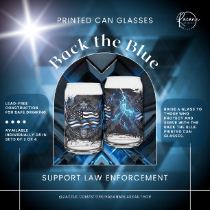 Back the Blue Printed Can Glasses