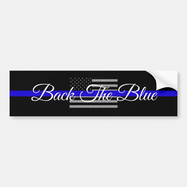 BACK THE BLUE SUPPORT POLICE BUMPER STICKER (Front)