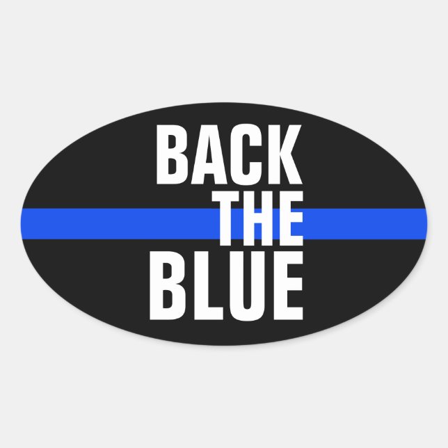 BACK THE BLUE SUPPORT POLICE BUMPER STICKER (Front)