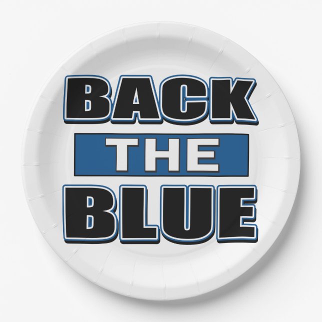 Back The Blue - Support the Police Paper Plate (Front)