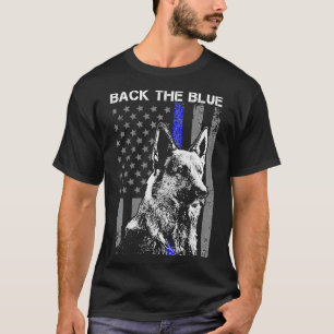 Back The Blue Thin Blue Line Flag K9 German Shephe T-Shirt