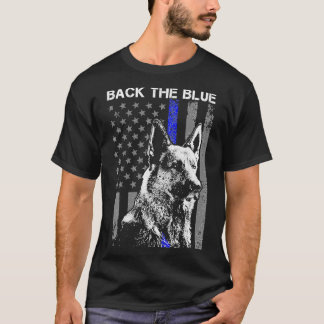 Back The Blue Thin Blue Line Flag K9 German Shephe T-Shirt