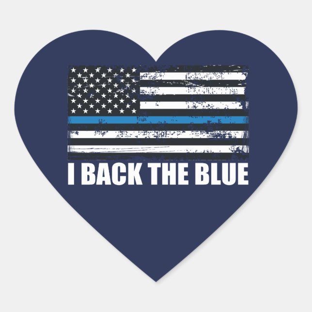 Back the Blue Thin blue line USA Flag MAGA HEART Heart Sticker (Front)