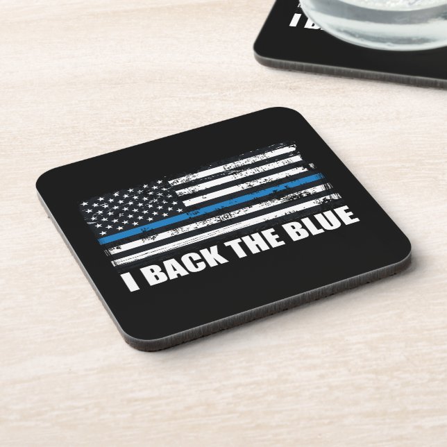Back the Blue Thin blue line USA Flag MAGA WWG1WA Coaster (Left Side)
