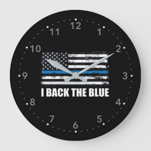 Back the Blue Thin blue line USA Flag MAGA WWG1WA Large Clock