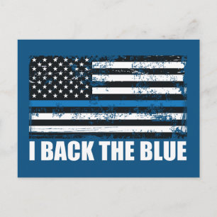 Back the Blue Thin blue line USA Flag MAGA WWG1WA Postcard