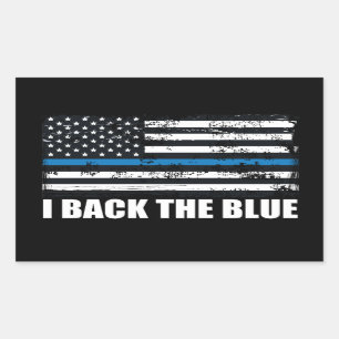 Back the Blue Thin blue line USA Flag MAGA WWG1WA Rectangular Sticker