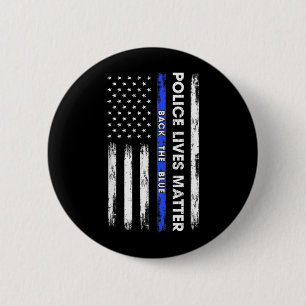 Back The Blue Thin Blue Line USA Flag Police Lives 6 Cm Round Badge