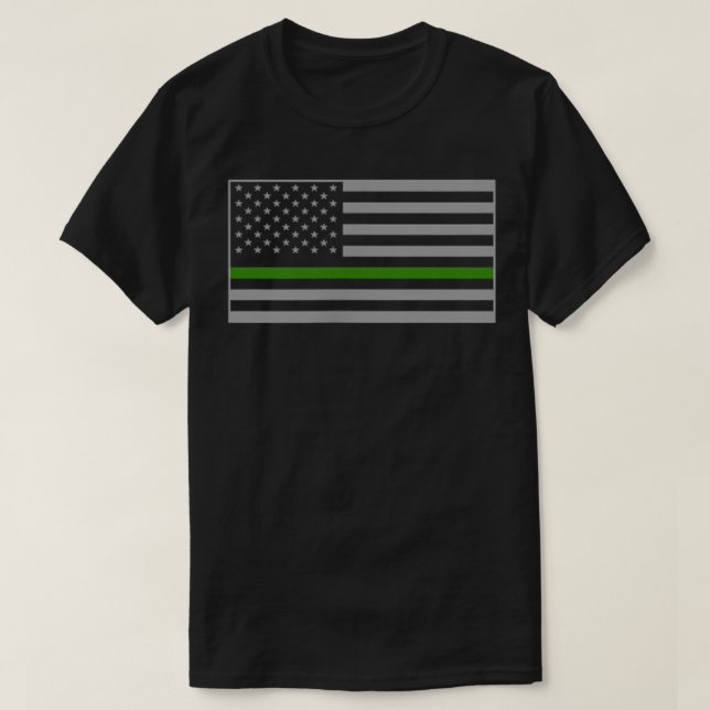 Back The Green Thin Green Line Flag Military Borde T-Shirt (Design Front)