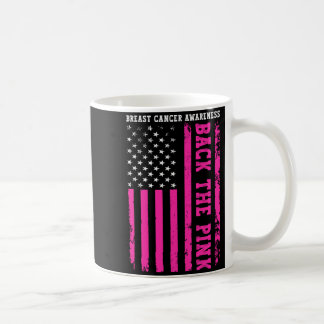 Back The Pink Aamerican Flag Breast Cancer Coffee Mug