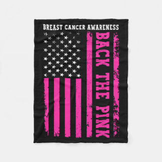 Back The Pink Aamerican Flag Breast Cancer Fleece Blanket