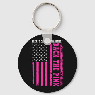 Back The Pink Aamerican Flag Breast Cancer Key Ring